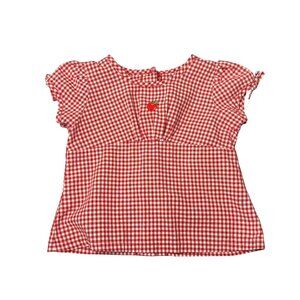 VTG Good Lad Baby Girls 24M Red Checkered Gingham Strawberry Cotton Summer Top